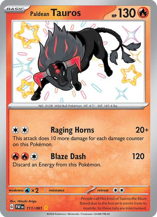 Paldean Tauros - 111/091 - SV Paldean Fates - Holofoil - Near Mint (NM)