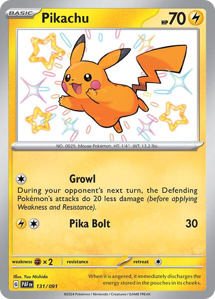 Pikachu - 131/091 - SV Paldean Fates - Holofoil - Lightly Played (LP)