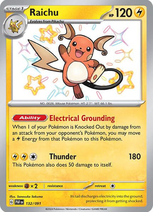 Raichu - 132/091 - SV Paldean Fates - Holofoil - Near Mint (NM)
