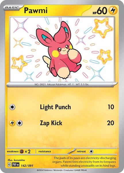 Pawmi - 142/091 - SV Paldean Fates - Holofoil - Near Mint (NM)