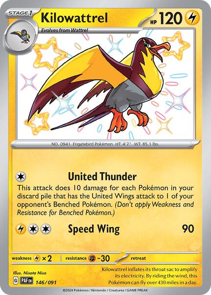 Kilowattrel - 146/091 - SV Paldean Fates - Holofoil - Near Mint (NM)
