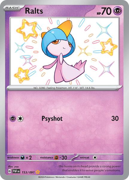 Ralts - 153/091 - SV Paldean Fates - Holofoil - Near Mint (NM)