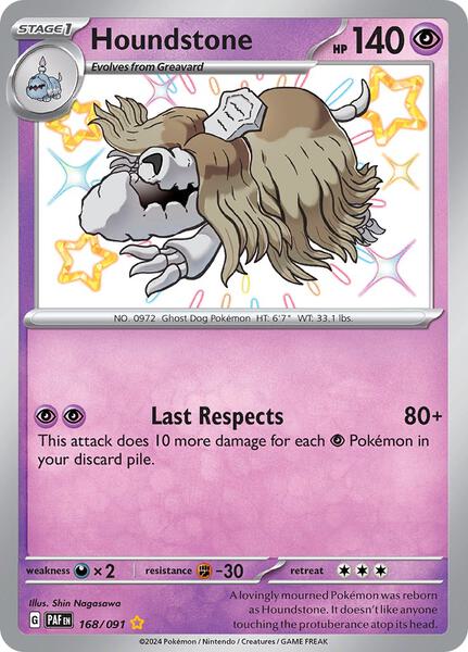 Houndstone - 168/091 - SV Paldean Fates - Holofoil - Near Mint (NM)