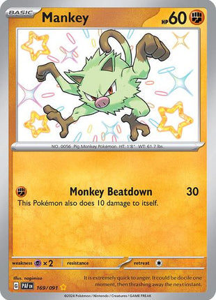 Mankey - 169/091 - SV Paldean Fates - Holofoil - Near Mint (NM)