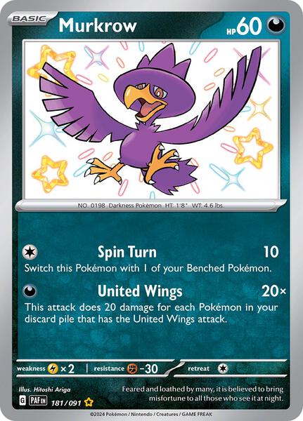 Murkrow - SV Paldean Fates - Holofoil - Lightly Played (LP)