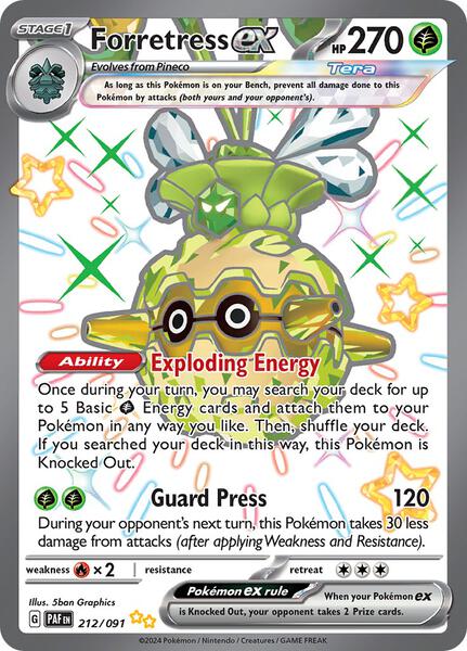 Forretress ex - 212/091 - SV Paldean Fates - Holofoil - Near Mint (NM)