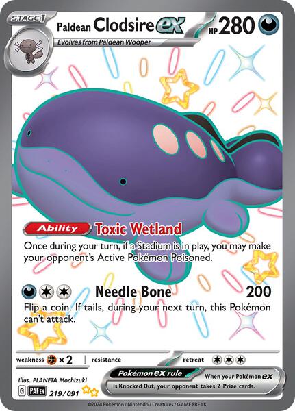 Paldean Clodsire ex - 219/091 - SV Paldean Fates - Holofoil - Near Mint (NM)