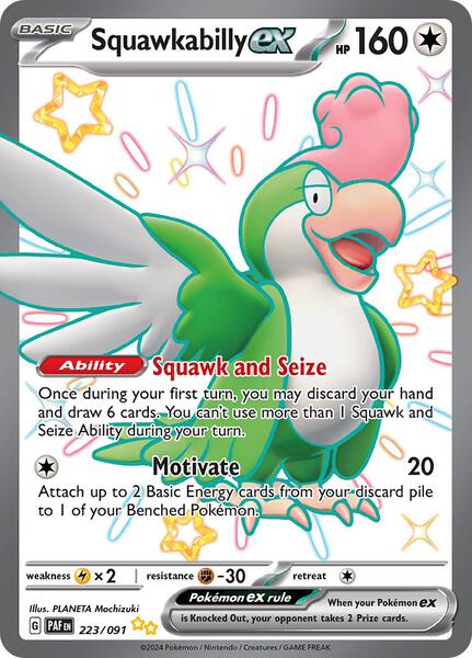 Squawkabilly ex - 223/091 - SV Paldean Fates - Holofoil - Near Mint (NM)