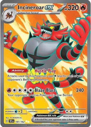 Incineroar ex - 187/162 - SV05 Temporal Forces - Holofoil - Near Mint (NM)