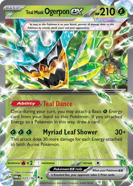 Teal Mask Ogerpon ex - 025/167 - SV06 Twilight Masquerade - Holofoil - Near Mint (NM)