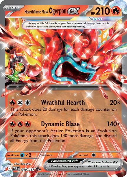 Hearthflame Mask Ogerpon ex - 040/167 - SV06 Twilight Masquerade - Holofoil - Lightly Played (LP)