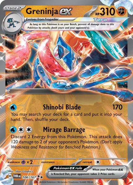 Greninja ex - 106/167 - SV06 Twilight Masquerade - Holofoil - Near Mint (NM)