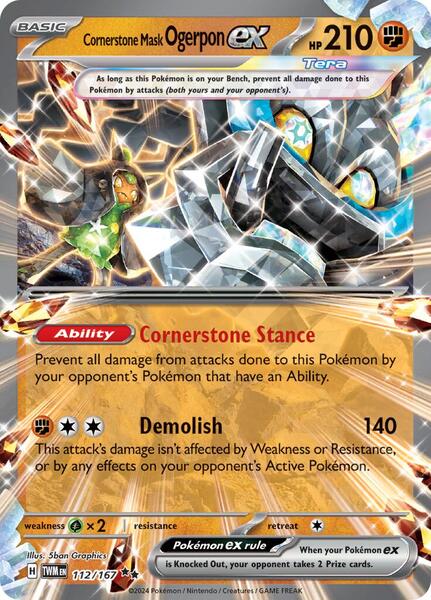 Cornerstone Mask Ogerpon ex - 112/167 - SV06 Twilight Masquerade - Holofoil - Near Mint (NM)