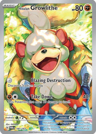 Hisuian Growlithe - 181/167 - SV06 Twilight Masquerade - Holofoil - Near Mint (NM)