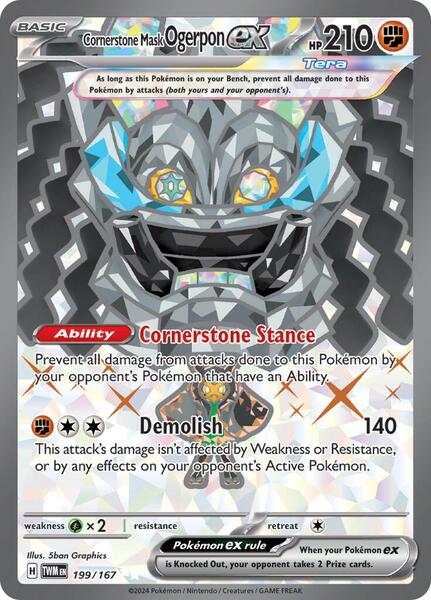 Cornerstone Mask Ogerpon ex - 199/167 - SV06 Twilight Masquerade - Holofoil - Near Mint (NM)