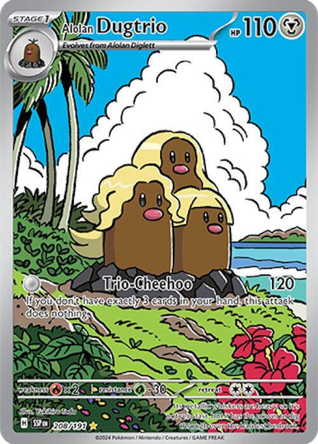 Alolan Dugtrio - 208/191 - SV08 Surging Sparks - Holofoil - Near Mint (NM)