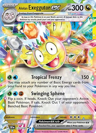 Alolan Exeggutor ex - 133/191 - SV08 Surging Sparks - Holofoil - Near Mint (NM)
