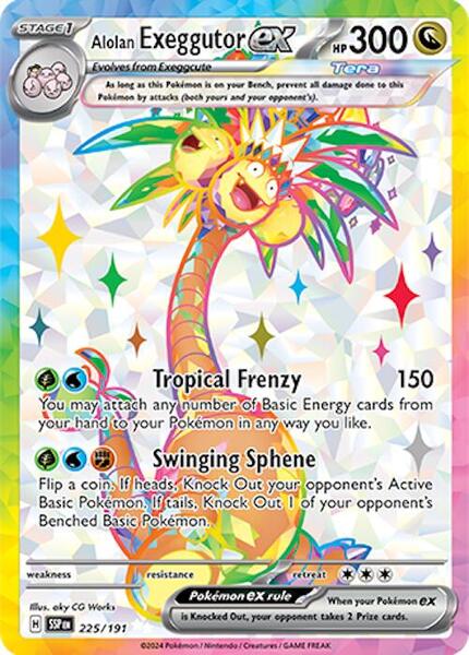 Alolan Exeggutor ex - 225/191 - SV08 Surging Sparks - Holofoil - Near Mint (NM)