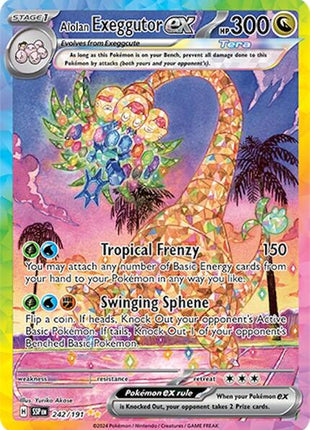 Alolan Exeggutor ex - 242/191 - SV08 Surging Sparks - Holofoil - Near Mint (NM)
