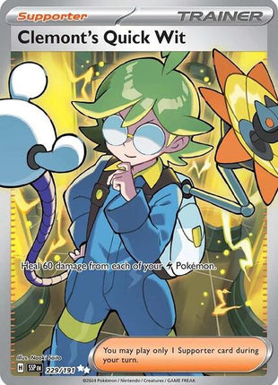 Clemont's Quick Wit - 229/191 - SV08 Surging Sparks - Holofoil - Near Mint (NM)