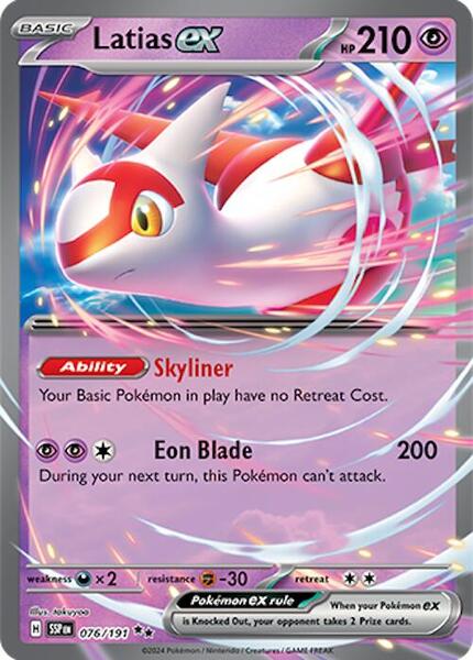 Latias ex - 076/191 - SV08 Surging Sparks - Holofoil - Lightly Played (LP)