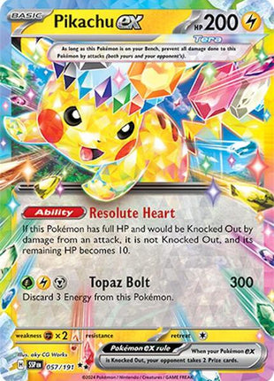 Pikachu ex - 057/191 - SV08 Surging Sparks - Holofoil - Near Mint (NM)