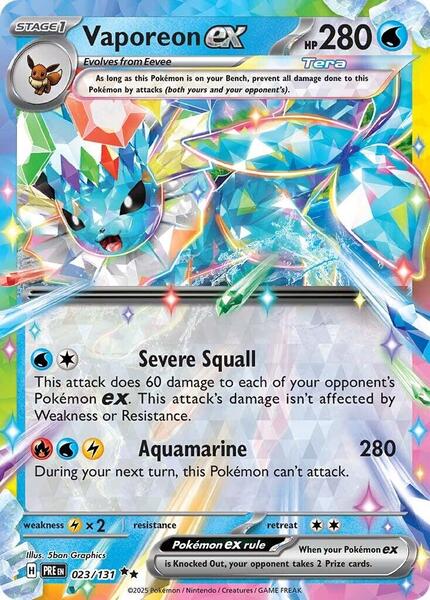 Vaporeon ex - 023/131 - SV Prismatic Evolutions - Holofoil - Lightly Played (LP)