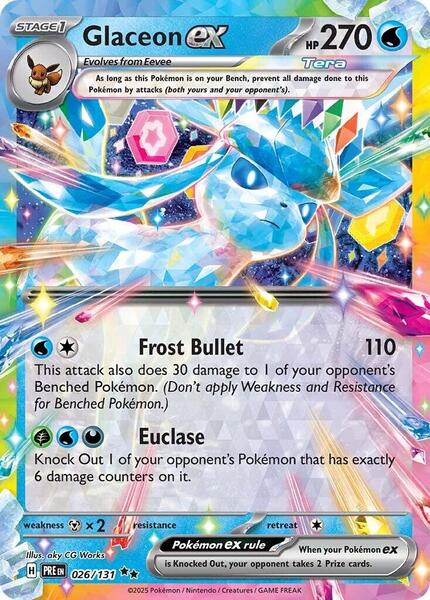 Glaceon ex - 026/131 - SV Prismatic Evolutions - Holofoil - Near Mint (NM)