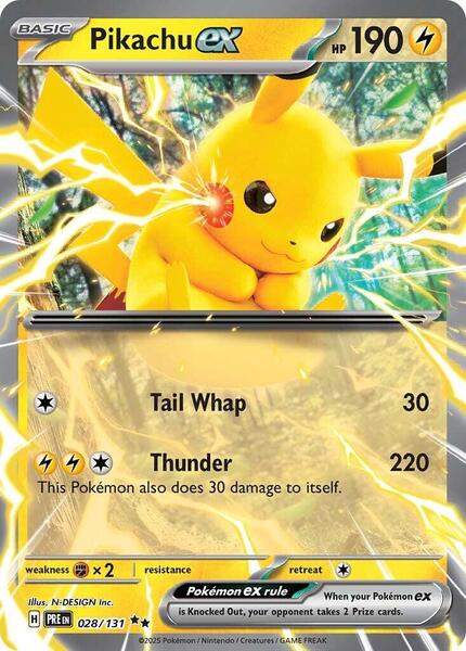 Pikachu ex - 028/131 - SV Prismatic Evolutions - Holofoil - Near Mint (NM)