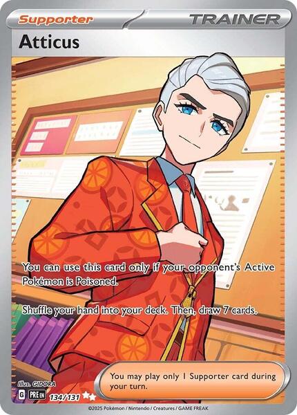 Atticus - 134/131 - SV Prismatic Evolutions - Holofoil - Near Mint (NM)