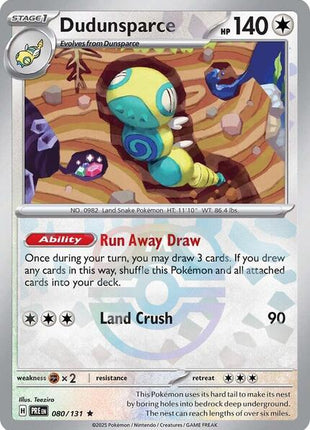 Dudunsparce (Master Ball Pattern) - SV Prismatic Evolutions - Holofoil - Near Mint (NM)