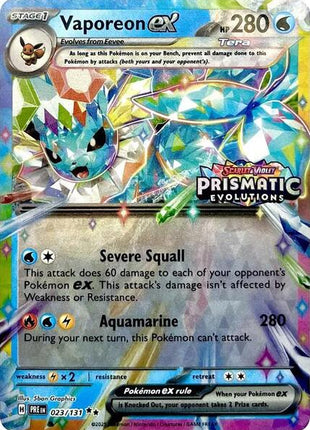 Vaporeon ex - 023/131 (Prismatic Evolutions Stamp) - Miscellaneous Cards and Products - Holofoil - Near Mint (NM)