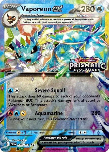 Vaporeon ex - 023/131 (Prismatic Evolutions Stamp) - Miscellaneous Cards and Products - Holofoil - Near Mint (NM)