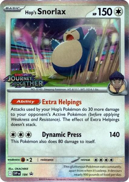 Hop's Snorlax - 184 (Prerelease) - SV Scarlet and Violet Promo Cards - Holofoil - Near Mint (NM)