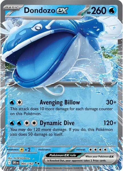 Dondozo ex - 066/182 - SV10 Destined Rivals - Holofoil - Near Mint (NM)