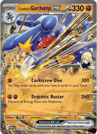 Cynthia's Garchomp ex - 104/182 - SV10 Destined Rivals - Holofoil - Near Mint (NM)