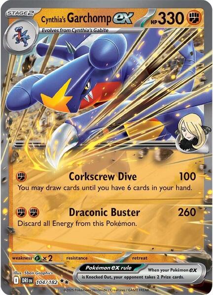 Cynthia's Garchomp ex - 104/182 - SV10 Destined Rivals - Holofoil - Near Mint (NM)