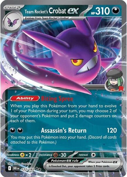 Team Rocket's Crobat ex - 122/182 - SV10 Destined Rivals - Holofoil - Near Mint (NM)