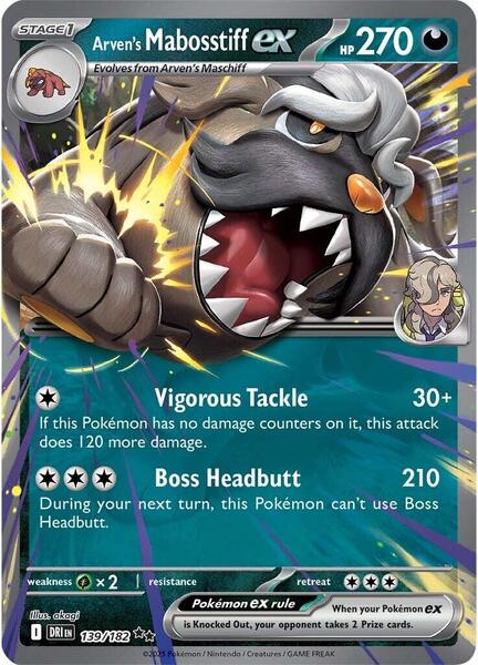 Arven's Mabosstiff ex - 139/182 - SV10 Destined Rivals - Holofoil - Near Mint (NM)