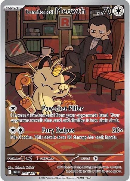 Team Rocket's Meowth - 203/182 - SV10 Destined Rivals - Holofoil - Near Mint (NM)