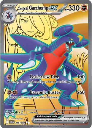 Cynthia's Garchomp ex - 215/182 - SV10 Destined Rivals - Holofoil - Near Mint (NM)
