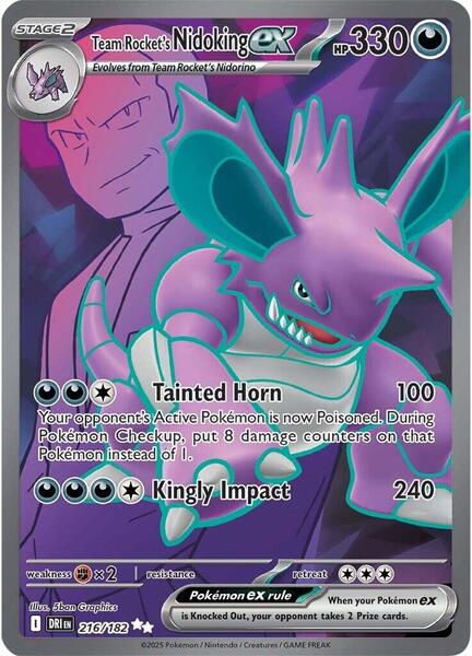 Team Rocket's Nidoking ex - 216/182 - SV10 Destined Rivals - Holofoil - Near Mint (NM)