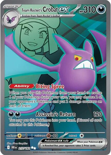 Team Rocket's Crobat ex - 217/182 - SV10 Destined Rivals - Holofoil - Near Mint (NM)