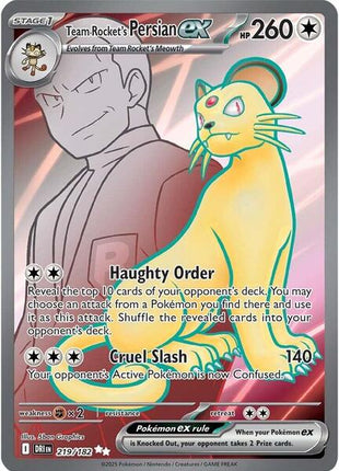 Team Rocket's Persian ex - 219/182 - SV10 Destined Rivals - Holofoil - Near Mint (NM)