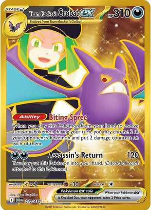 Team Rocket's Crobat ex - 242/182 - SV10 Destined Rivals - Holofoil - Near Mint (NM)