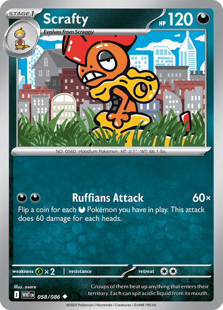 Scrafty (Poke Ball Pattern) - SV White Flare - Holofoil - Near Mint (NM)
