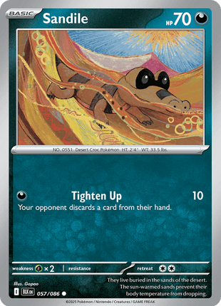 Sandile (Poke Ball Pattern) - SV Black Bolt - Holofoil - Near Mint (NM)