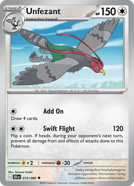 Unfezant (Poke Ball Pattern) - SV Black Bolt - Holofoil - Near Mint (NM)