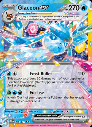 Glaceon ex - 026/131 (Holiday Calendar) - SV Prismatic Evolutions - Holofoil - Near Mint (NM)