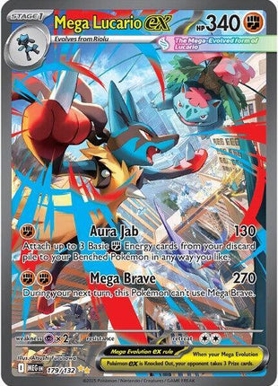 Mega Lucario ex - 179/132 - ME01 Mega Evolution - Holofoil - Near Mint (NM)